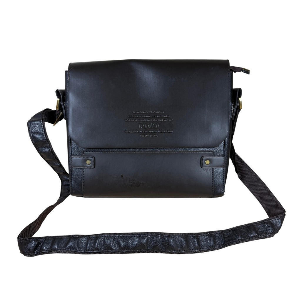 Videng Polo Messenger Bag Mens OS Brown Faux Leather Flap Crossbody